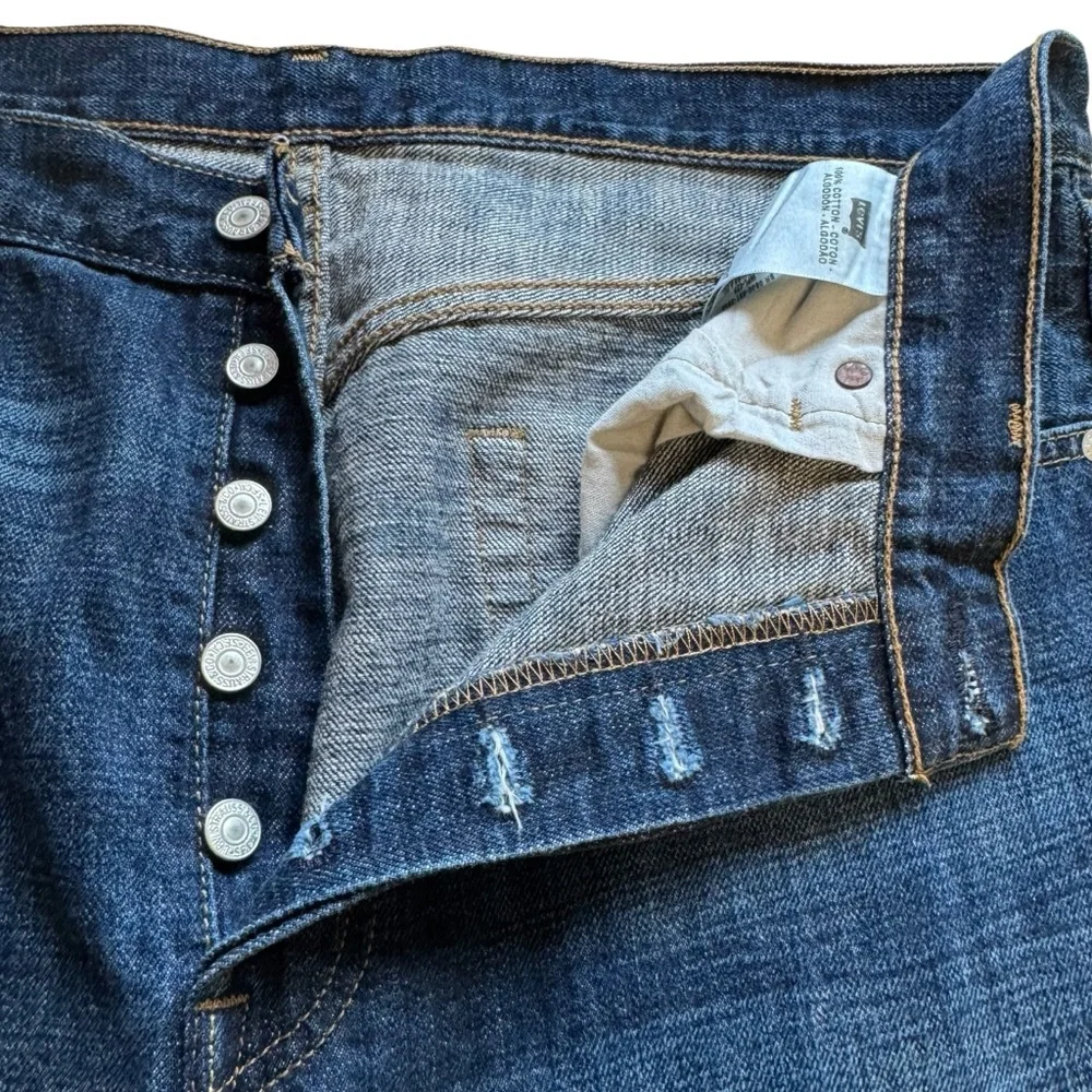 Levi's 501 100% Cotton Button Fly Straight Jeans‎ Dark Blue 36 x 34